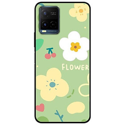 Ốp lưng dành cho Vivo Y21 - Vivo Y21s mẫu Hoa Nền Xanh Cherry