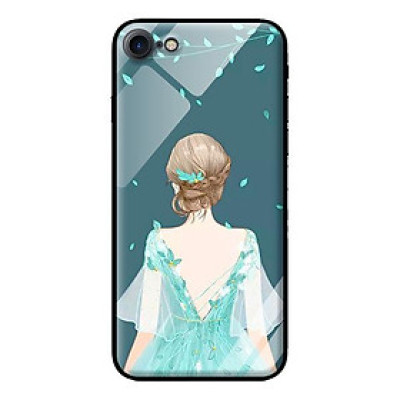 Ốp kính cường lực cho iPhone 7  Cô Gái Nền Xanh - Hàng chính hãng