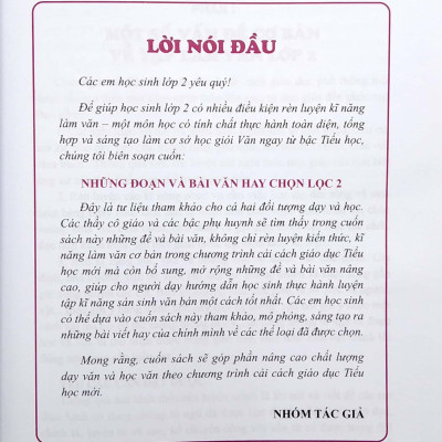 Những Đoạn Và Bài Văn Hay Chọn Lọc 2 - Theo Chương Trình Giáo Dục Phổ Thông Mới