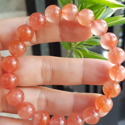 Vòng đeo tay nữ chuỗi mới đá mã não hồng cam bóng mượt đẹp size vòng hạt 10mm nam nữ mệnh hỏa mệnh thổ đeo ạ