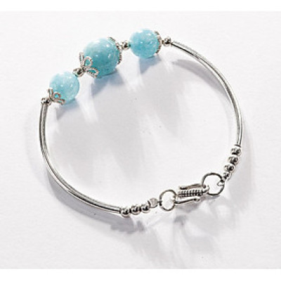 Vòng tay phong thủy đá Aquamarine mix bạc 925 VK009