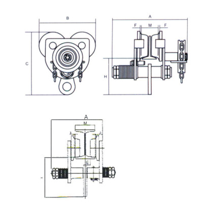 Rùa Kéo Tay, Cụm Móc Treo Palang Có Xích Dài 5m (Loại 3 tấn) - Hàng Chính Hãng