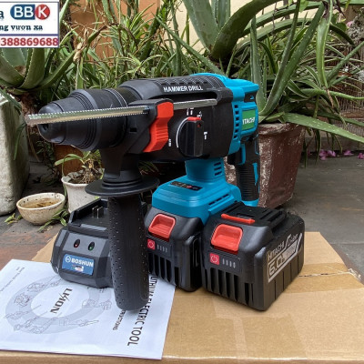 [LOẠI 1] Máy Khoan Đục Bê Tông 199V - 3 Chức Năng: Khoan, khoan búa, đục - Động Cơ Không Chổ Than 100% Lõi Đồng