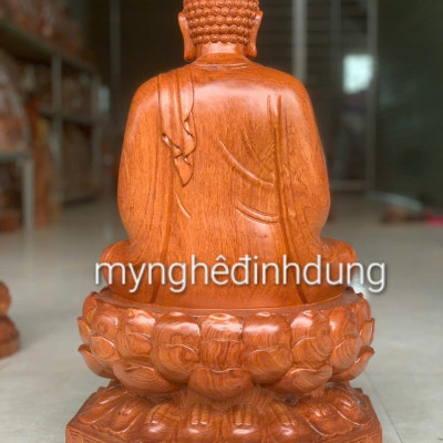 TƯỢNG PHẬT THÍCH CA NGỒI THIỀN BẰNG GỖ HƯƠNG ĐÁ KT CAO 60×36×34CM