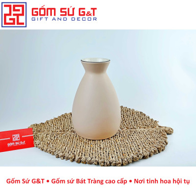 Lọ hoa dáng chân xòe vẽ cam Gốm Sứ G&T