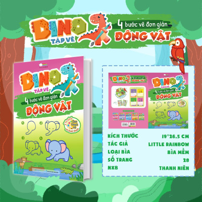 Sách - Dino Tập Vẽ - 4 Bước Vẽ Đơn Giản Động Vật - Megabook