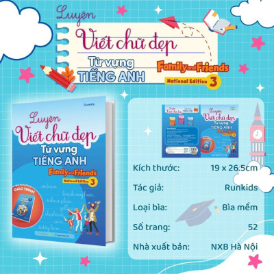 Sách - Luyện Viết Chữ Đẹp Từ Vựng Tiếng Anh - Family And Friends - National Edition 3 - Megabook