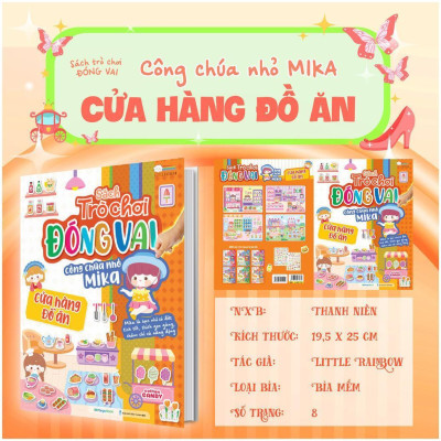 Sách - Trò Chơi Đóng Vai Công Chúa Nhỏ Mika - Cửa Hàng Đồ Ăn - Bóc Dán 80+ Sticker Đa Dạng Cho Bé Gái - Megabook
