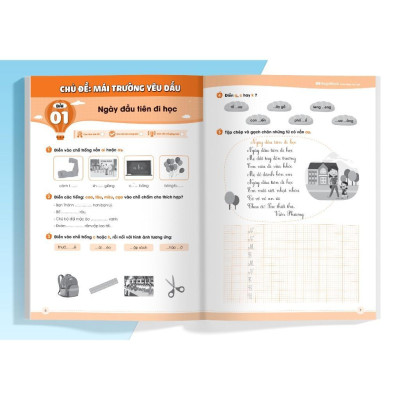Sách - Vở Luyện Viết Chính Tả - Âm - Vần - Đoạn - Chữ Hoa - Dấu Thanh Lớp 1 - Chọn Lẻ 2 Cuốn - Megabook
