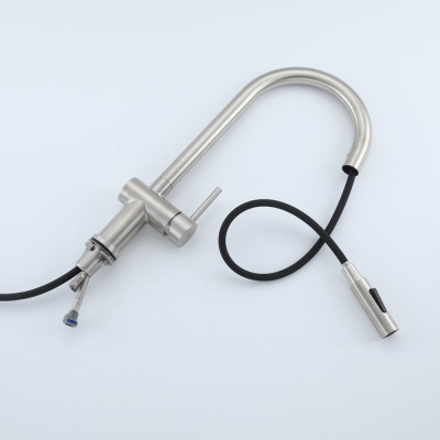 Vòi bếp nóng lạnh inox SUS 304 dây rút Frap F60807 - Chính Hãng Liên Bang Nga