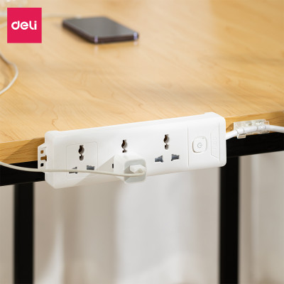 Ổ Cắm Điện Đa Năng Kèm Cổng USB Có Công Tắc Tải 2500W Nắp Chống Giật Chống Cháy Chất Lượng Cao Deli - Dây 2M/3M/5M - ET401 411