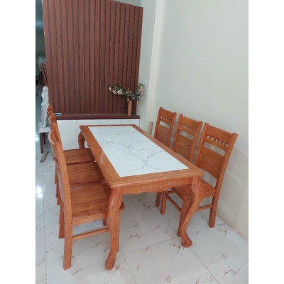 Mẫu Bàn Ăn Gỗ Mặt Đá 6 Ghế Đẹp