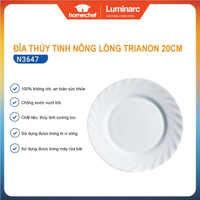 Đĩa (dĩa)/Bộ 6 đĩa thủy tinh nông lòng Luminarc Trianon 20cm N3647/N3647*6 | Hàng chính hãng