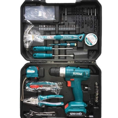 MÁY KHOAN VẶN VÍT DÙNG PIN 12V VÀ BỘ ĐỒ NGHỀ 117 CHI TIẾT (1 PIN VÀ 1 SẠC 2H) TOTAL THKTHP11272 - HÀNG CHÍNH HÃNG