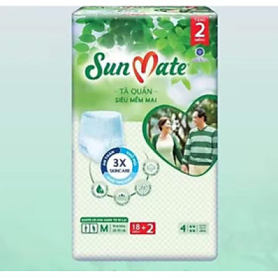 HCM - Sỉ 1 Cây/Thùng 4 Gói Tã Quần Sunmate M18 + 2 (20 Miếng) Siêu Mềm Mại - Tã quần người cao tuổi Sunmate