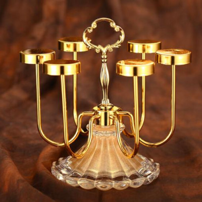 GIÁ ÚP LY CỐC XOAY 360 ĐỘ CHẤT LIỆU KIM LOẠI MẠ VÀNG CHÂN ĐẾ PHA LÊ ÁNH KIM SANG TRỌNG- VD93