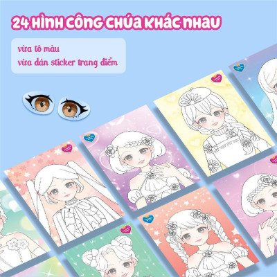 Sách - Trang Điểm Công Chúa Nhật Bản Mori - Tô Màu Và Bóc Dán Hơn 100+ Stickers Xinh Đẹp Cho Bé Gái - Megabook