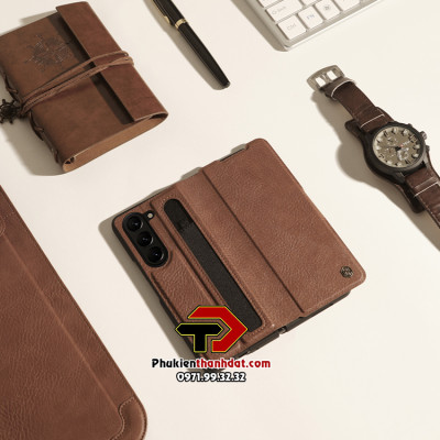 Bao da cho SamSung Galaxy Z Fold6, Z Fold5, Z Fold4, Z Fold3 chính hãng Nillkin Aoge Leather Cover có ngăn để bút, dựng xem film - Hàng nhập khẩu