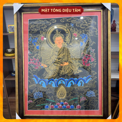 Tranh Thangka Phật Liên Hoa Sinh – Tranh thủ công Liên Hoa Sanh Họa Sư Vẽ Tay Nepal Cao Cấp Tâm Linh Mật tông Diệu Tâm