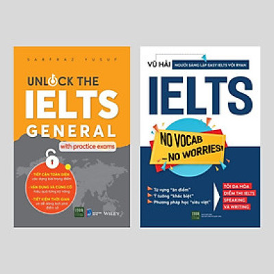 Sách  Combo Ielts No Vocab No Worries + Unlock The Ielts General With Practice Exams - 1980Books - BẢN QUYỀN