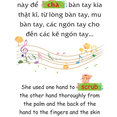 Sách Truyện Tranh Song Ngữ Việt Anh Cho Bé - Rửa Tay Sạch Sẽ Mạnh Khỏe An Toàn