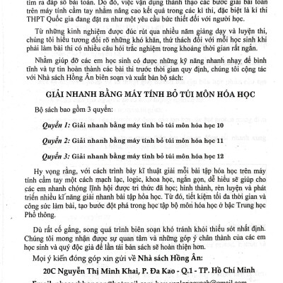 Giải Nhanh Bằng Máy Tính Bỏ Túi Hoá Học 10 (Biên Soạn Theo Chương Trinh GDPT Mới) (Dùng Chung Cho Các Bộ SGK Hiện Hành)