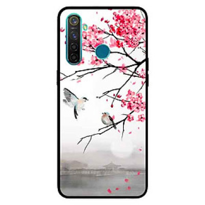 Ốp Lưng in cho Realme 5 Pro / Realme Q Mẫu Chim Nền Anh Đào - Hàng Chính Hãng