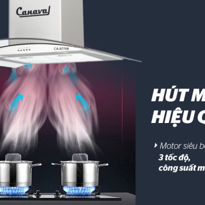 Máy hút mùi kính cong Canaval CA8770S - Hàng nhập khẩu