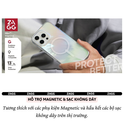 Ốp Lưng Cho iPhone 16 Pro Max / 16 Pro hiệu ZAGG Milan Snap Magnetic – Chống Sốc 4m, Vật Liệu Graphene Siêu Bền, Thiết Kế Chuyển Màu 360°, Siêu Mỏng Nhẹ - Hàng nhập khẩu