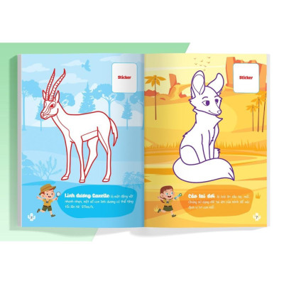Sách - Con Tô Màu - Thám Hiểm Châu Phi (24 Stickers) - Megabook