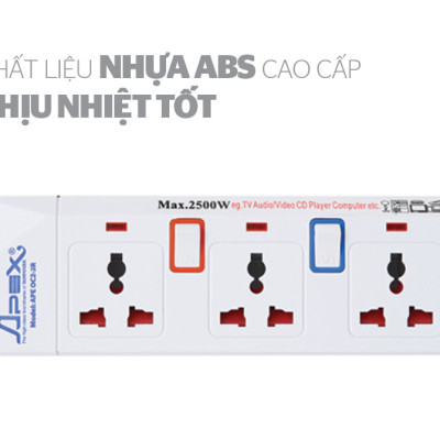 Ổ cắm điện Sunhouse SHE-OC2-5RD, Công suất 2500W, Dây dài 4,5m, Công tắc riêng biệt cho từng ổ, Bảo hành 12 tháng