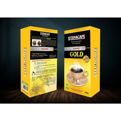 STEPPACAFE-Cà Phê Rang Xay GOLD 70% Arabica+30% Robusta (Túi 500gr có hộp)