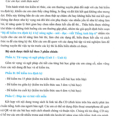 Bộ Đề Kiểm Tra Định Kỳ 4 Kỹ Năng Tiếng Anh Lớp 6 - Tập 1 (Có Đáp Án) _MT