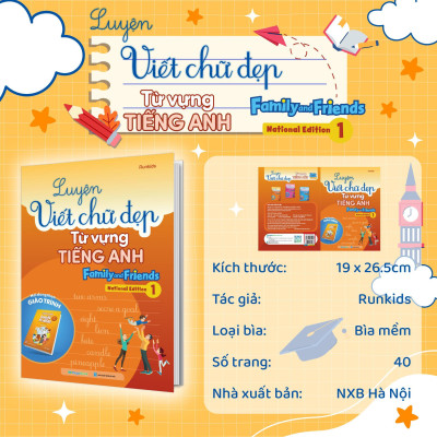 Sách - Luyện Viết Chữ Đẹp Từ Vựng Tiếng Anh - Family And Friends - National Edition 1, 2, 3 - Combo 3 Cuốn - Megabook