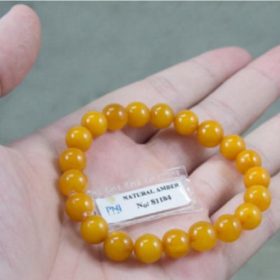 Vòng Hổ Phách Baltic vàng đậm đặc biệt cao cấp, tặng giấy kiểm định