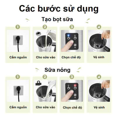 Máy tạo bọt sữa Nóng và Lạnh 4 trong 1 Thương hiệu Mỹ cao cấp HiBREW - M3A - HÀNG NHẬP KHẨU