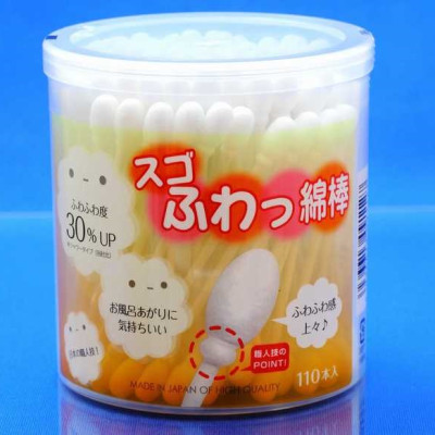 Hộp 110 tăm bông ngoáy tai kháng khuẩn Sanyo , sợi bông tự nhiên mềm mịn nhẹ nhàng làm sạch mà không gây ra cảm giác đau rát hay khó chịu - nội địa Nhật Bản