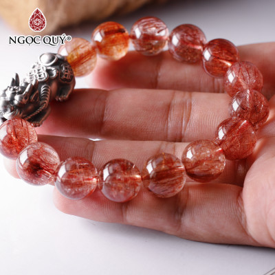 Vòng thạch anh tóc đỏ 12mm tỳ hưu nạc tài lộc mệnh hỏa, thổ - Ngọc Quý Gemstones
