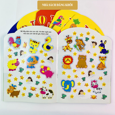 Sách - Bộ Tô Màu Bóc Dán 100+ Stickers (Song Ngữ Anh – Việt), bộ 6 quyển