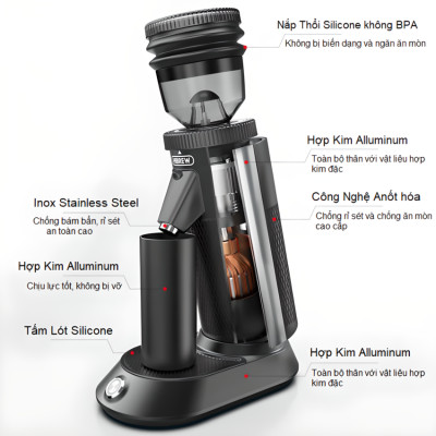Máy xay cà phê Single Dose HiBREW G5 cao cấp 36 cấp xay vô cấp lưỡi cornical burr 48mm - Hàng Chính Hãng