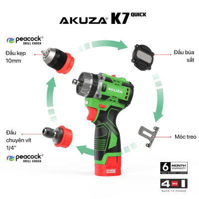 MÁY KHOAN PIN CÓ BÚA 16.8V (XANH LÁ GALAXY) AKUZA K7 - HÀNG CHÍNH HÃNG