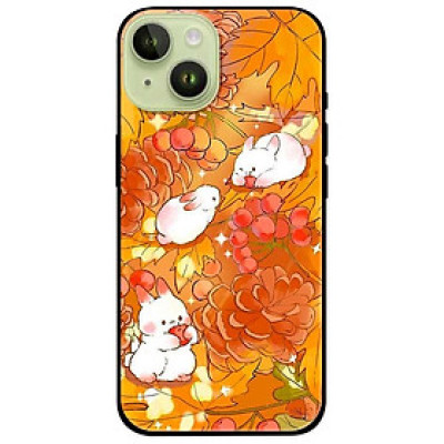 Ốp lưng cho iPhone 14 - iPhone 14 Plus - iPhone 14 Pro - iPhone 14 Pro Max - Thỏ Nền Cam - Hàng Chính Hãng