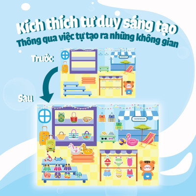 Sách Tương Tác Bóc Dán Sticker Cho Bé - Trò Chơi Đồ Hàng Du Lịch Biển (Hơn 200 Stickers) - Megabook