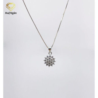 Dây chuyền bạc Ý 925 Huệ Ngân -Hoa đá D160008