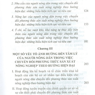 Một Số Yếu Tố Tâm Lý Của Người Nông Dân Ảnh Hưởng Tới Việc Chuyển Đổi Phương Thức Sản Xuất Nông Nghiệp Theo Hướng Hiện Đại (Sách Chuyên Khảo)