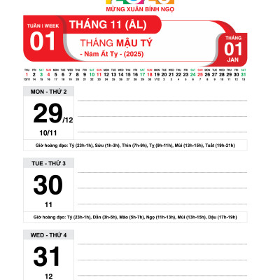 Lịch Tết 2026 - Lịch Bàn Đế Nhựa Lò Xo Giữa (17 x 28)