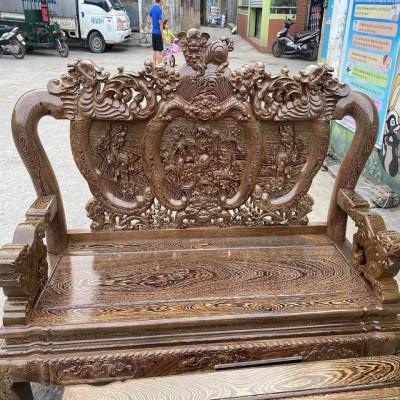 Bộ bàn ghế Nghê Phượng gỗ Mun Đuôi Công