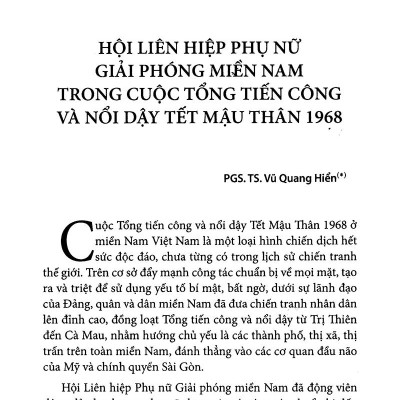 Phụ Nữ Sài Gòn - Gia Định Và Nam Bộ Trong Cuộc Tổng Tiến Công Và Nổi Dậy Xuân Mậu Thân 1968