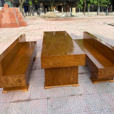 Bàn Ghế K3 Có Tựa Gỗ Hương Xám