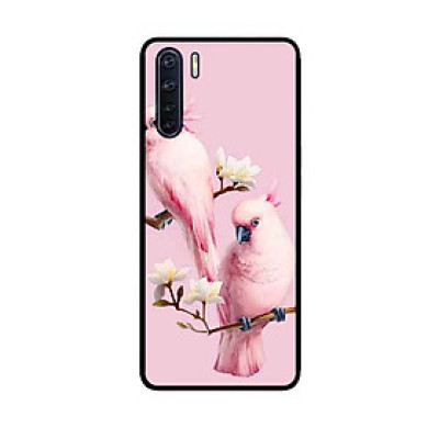Ốp Lưng in cho Oppo A91 Mẫu Chim Vẹt Nền Hồng - Hàng Chính Hãng